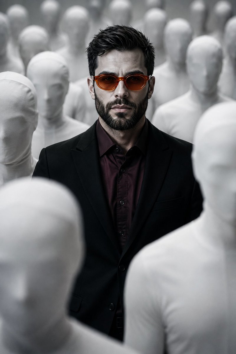 A cinematic, photorealistic portrait of a mysterious young man use image for face reference standing perfectl… - AI prompt reference from CC Prompt Galaxy