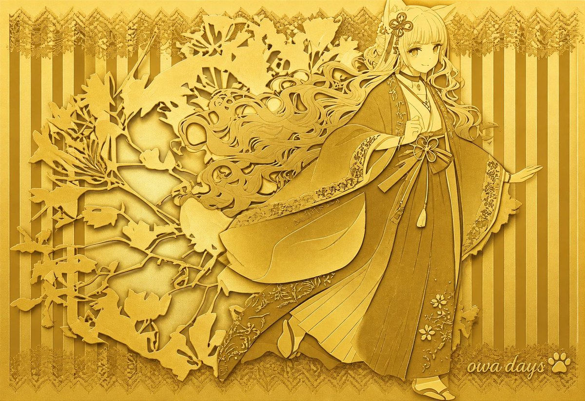 two-tone color,light golden and dark golden, gold lacquerwarel relief silhouette shadow art,clear color,signa… - AI prompt reference from CC Prompt Galaxy