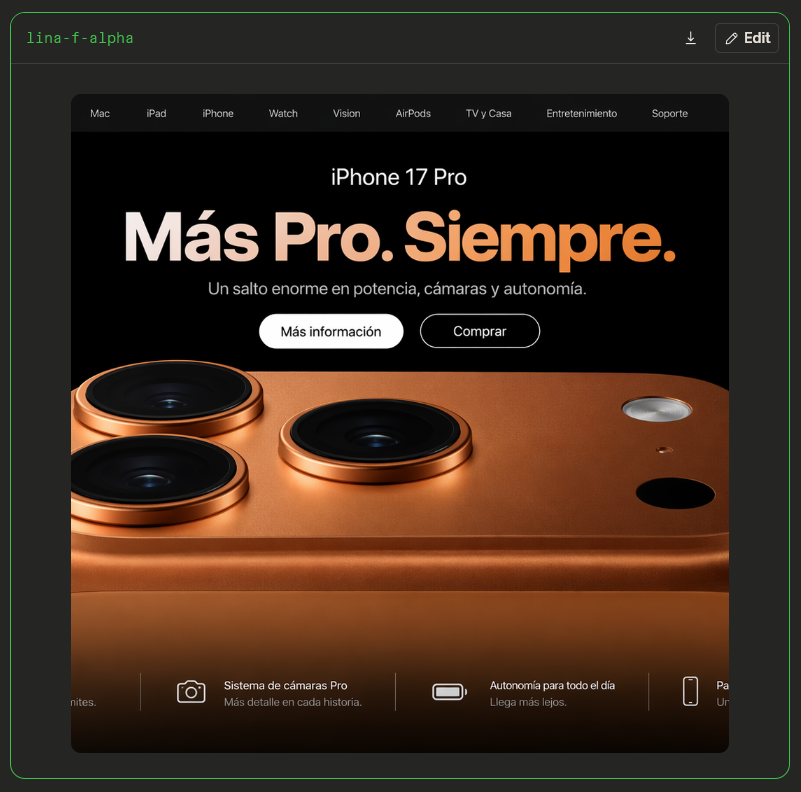 Goal: Create a realistic browser-like screenshot of a dark Apple-style product landing page for {argument nam… - AI提示词参考图，来自西西提示词