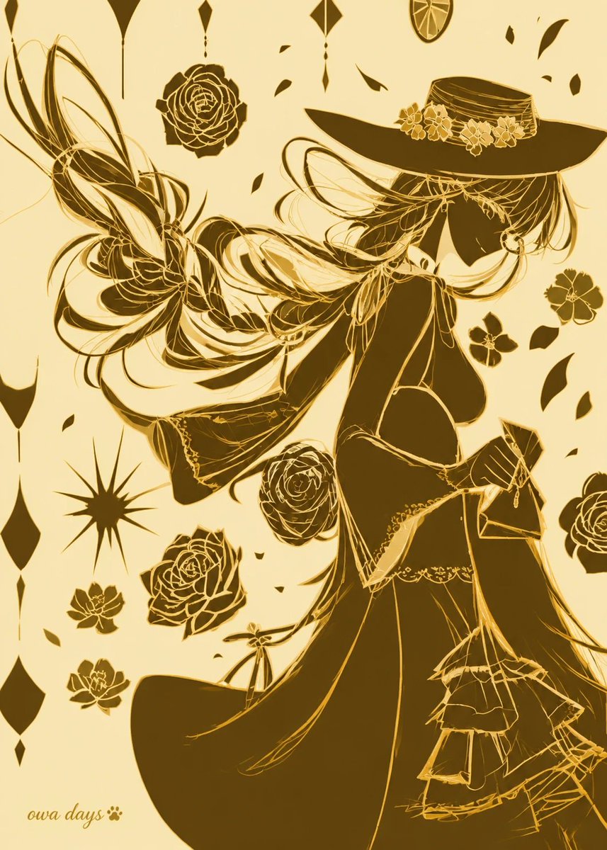 Create a vertical 2:3 anime-style illustration in elegant two-color printing, using only pale warm cream pape… - AI prompt reference from CC Prompt Galaxy