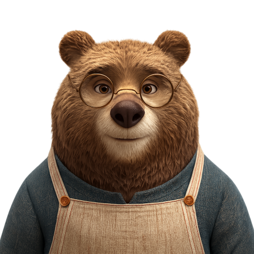 Using the provided reference image, isolate the bear character and remove the entire background, replacing it… - AI提示词参考图，来自西西提示词