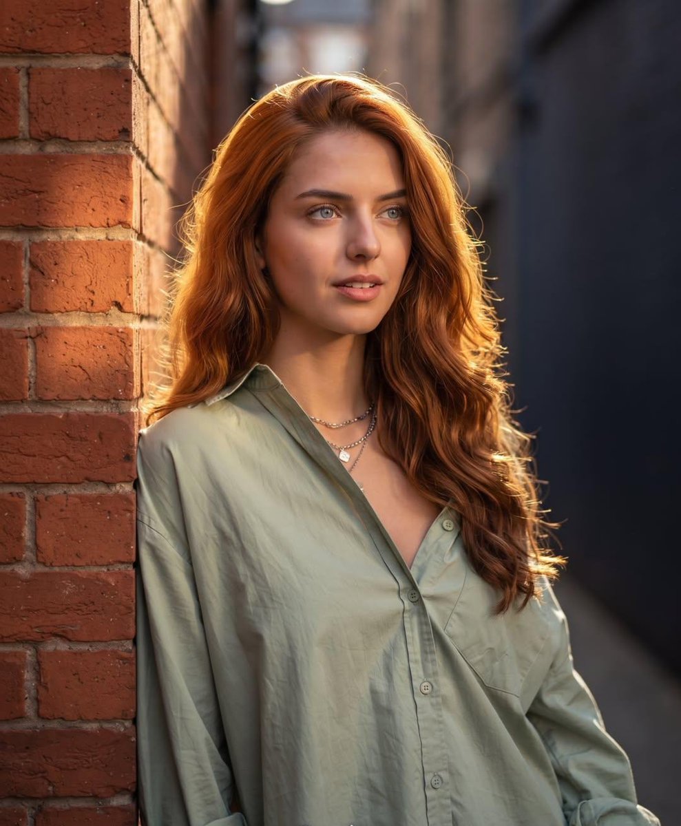 A realistic portrait of a {argument name="subject" default="beautiful young woman with long, wavy auburn red … - AI prompt reference from CC Prompt Galaxy