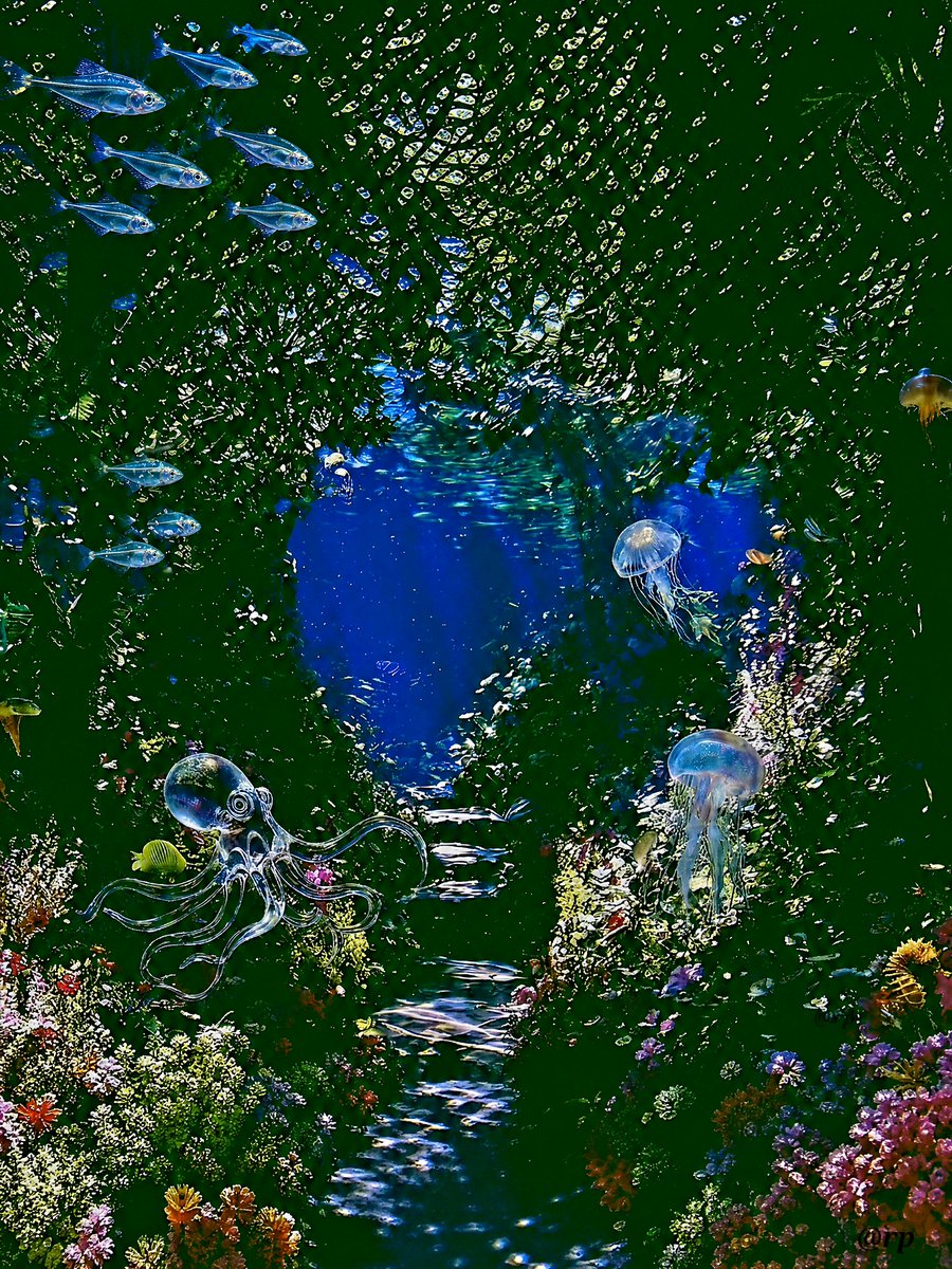 Create a surreal underwater fantasy scene titled by mood rather than text, showing {argument name="scene conc… - AI提示词参考图，来自西西提示词