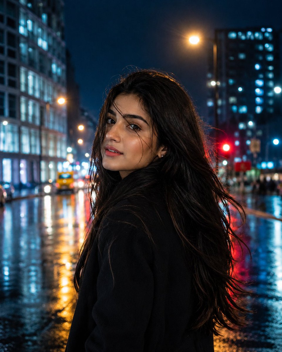 A realistic portrait of a {argument name="subject" default="stunning young South Asian woman"} looking back o… - AI提示词参考图，来自西西提示词