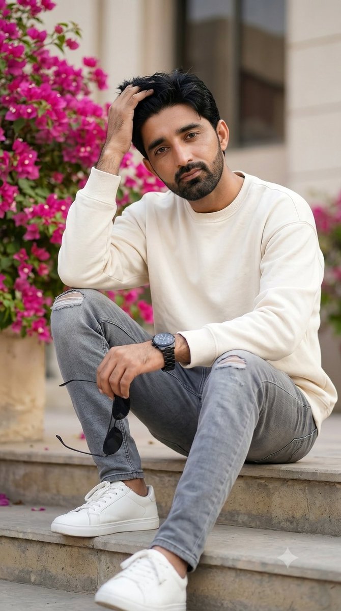 Use the uploaded image as the only facial reference and preserve 100% facial identity, hairstyle, beard, skin… - AI提示词参考图，来自西西提示词