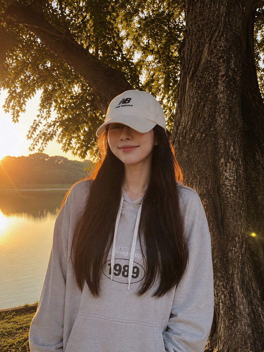 A photorealistic golden-hour lifestyle photograph of a young woman sitting playfully on a {argument name="bic… - AI提示词参考图，来自西西提示词