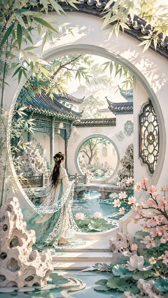 9:16 vertical version, modern oriental female dreamscape stereoscopic paper-cut art, modern oriental papercut… - AI提示词参考图，来自西西提示词