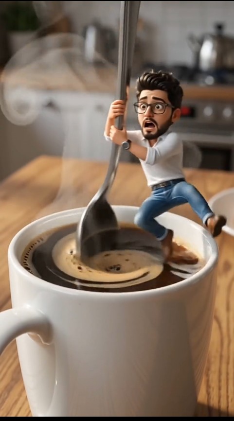 Create a vertical 9:16 cinematic 3D miniature scene of a tiny chibi-style young man inside a giant white cera… - AI prompt reference from CC Prompt Galaxy