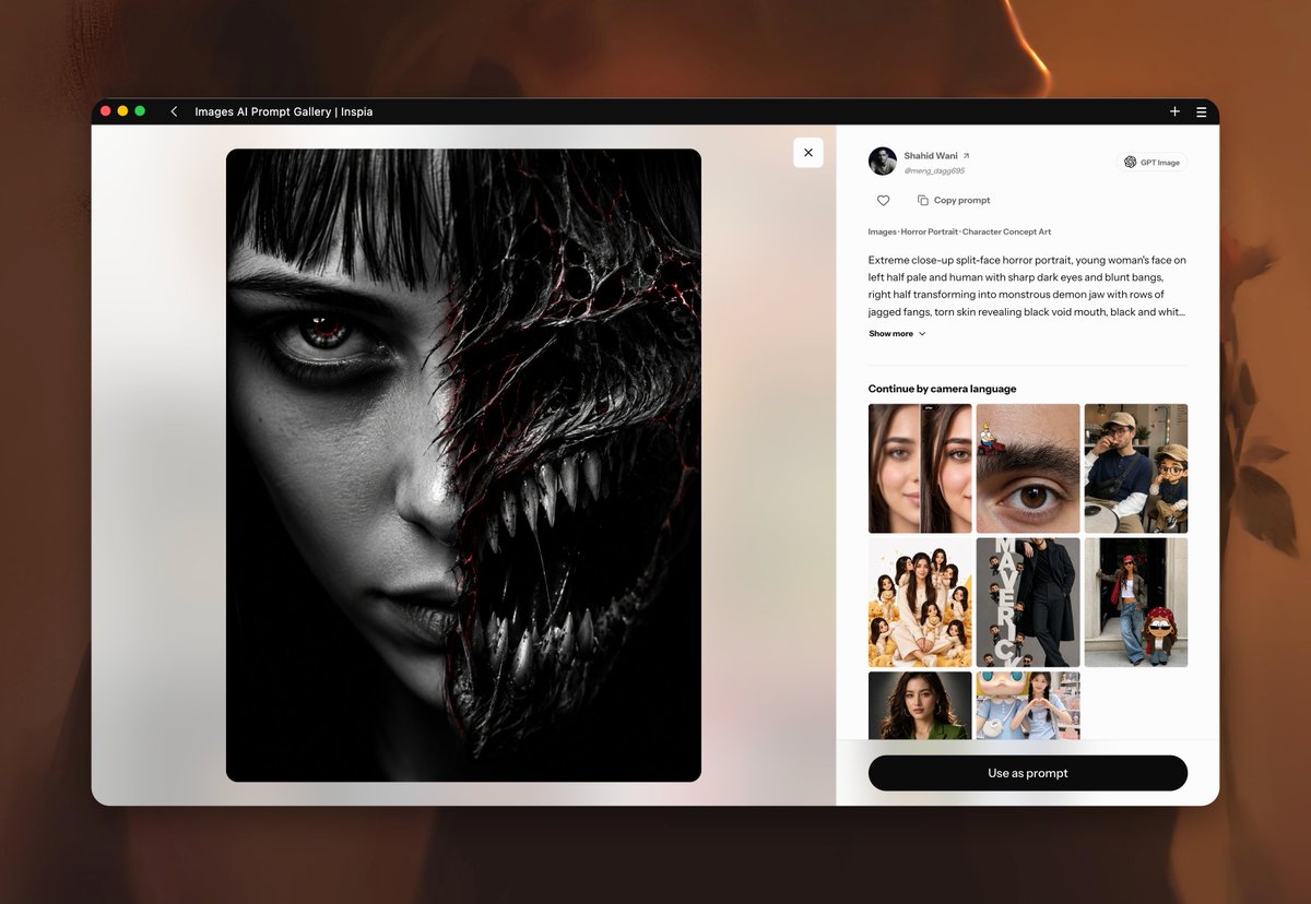 Goal: Create a polished desktop browser screenshot mockup of an AI image prompt gallery web app called {argum… - AI提示词参考图，来自西西提示词