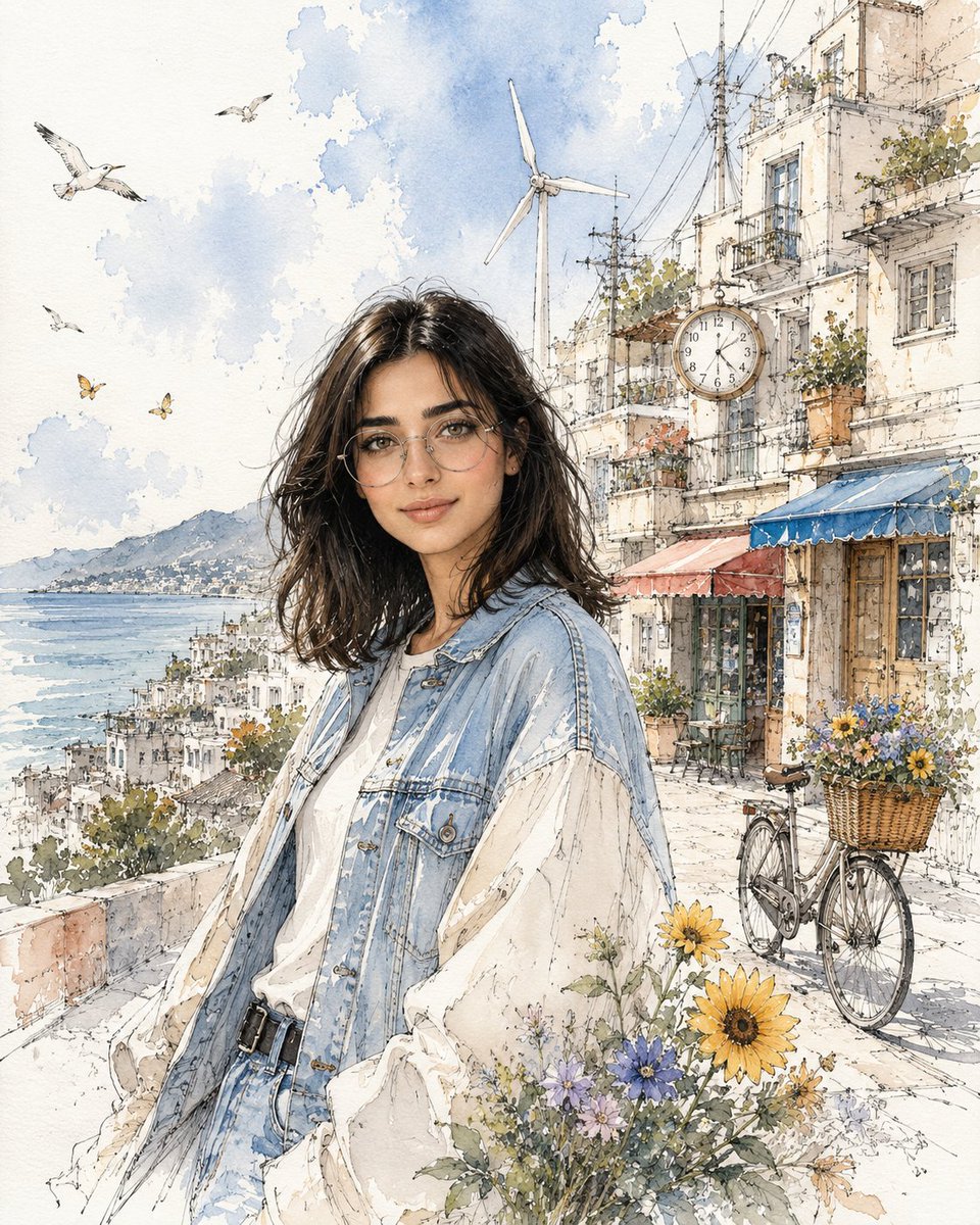Create a highly detailed vertical 4:5 watercolor-and-ink travel portrait illustration of {argument name="char… - AI prompt reference from CC Prompt Galaxy
