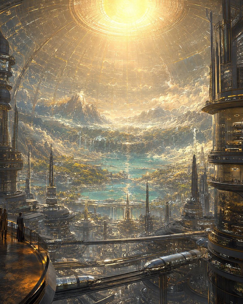 Create a grand vertical sci-fi concept art scene titled {argument name="scene theme" default="artificial sun … - AI提示词参考图，来自西西提示词