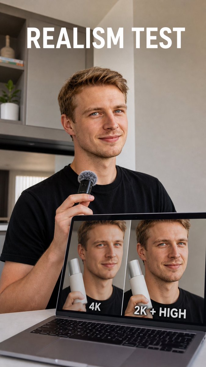 Create a vertical realistic social media ad photo about AI image realism testing. Show a young adult white ma… - AI prompt reference from CC Prompt Galaxy