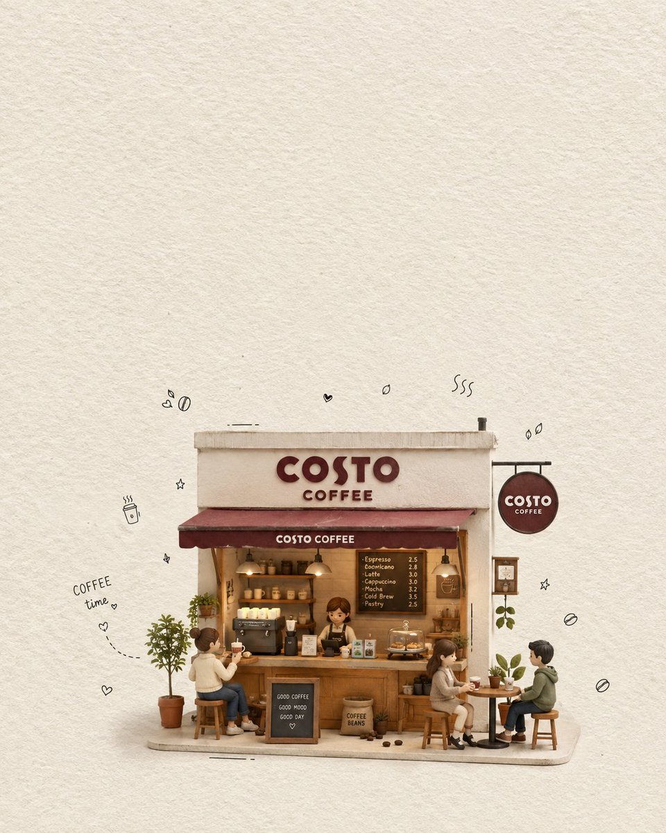 Create a {argument name="subject" default="charming minimalist 3D miniature coffee shop scene"} inspired by a… - AI提示词参考图，来自西西提示词