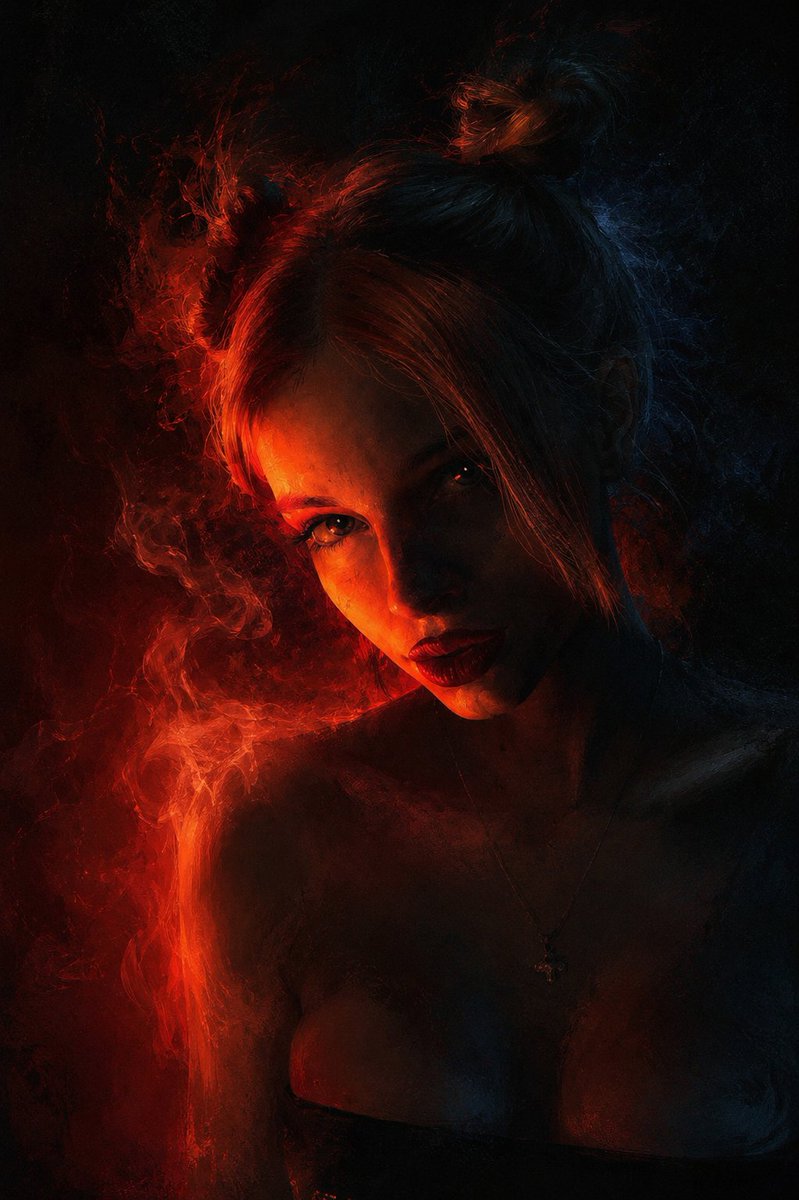 An artistic, conceptual, portrait-style, high-contrast illustration showing the attached model emerging from … - AI提示词参考图，来自西西提示词