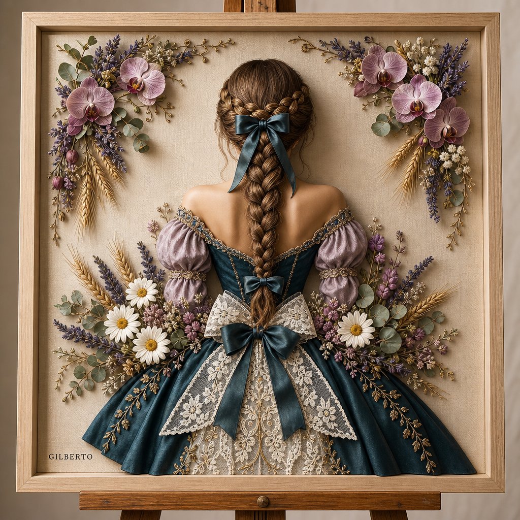 A detailed 3D mixed-media bas-relief artwork displayed inside a light wooden picture frame set on a wooden ea… - AI提示词参考图，来自西西提示词