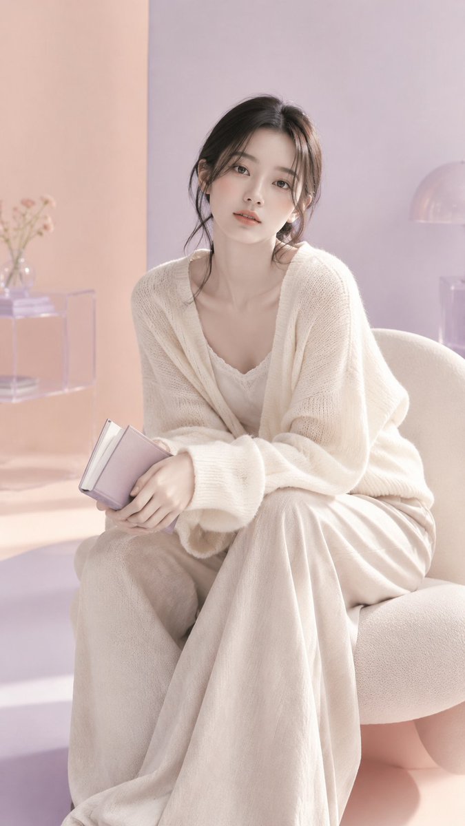Create a soft Korean minimalist fashion portrait of a young {argument name="character ethnicity" default="Kor… - AI提示词参考图，来自西西提示词