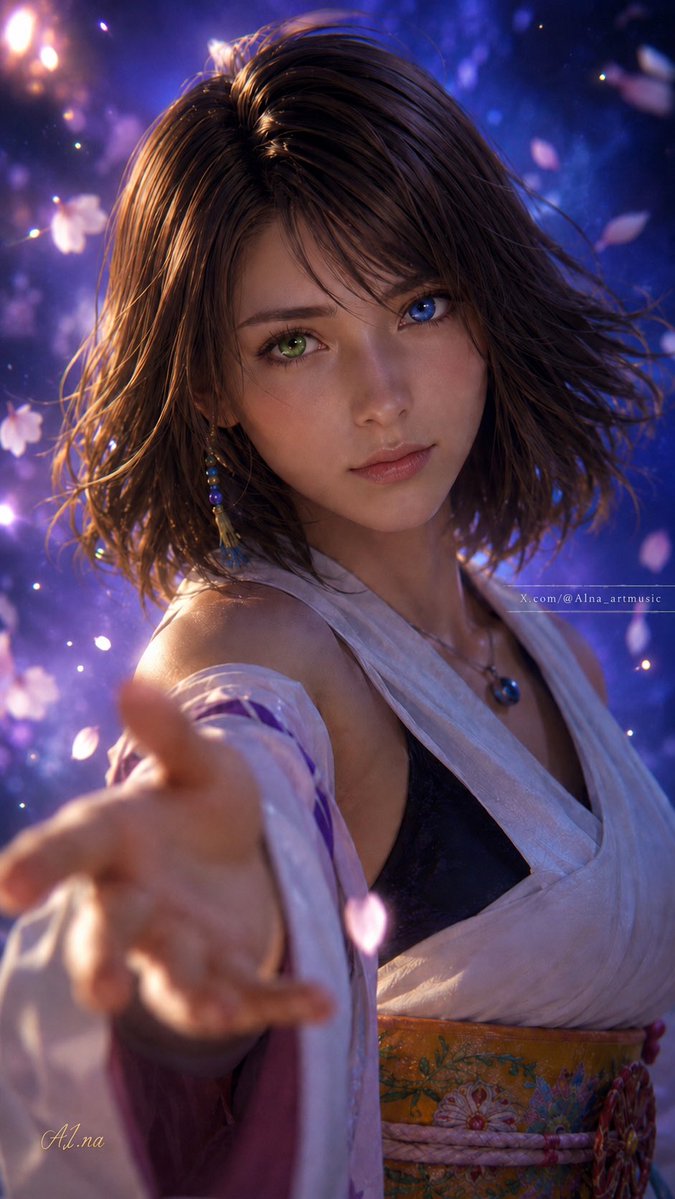 Create a cinematic ultra-realistic vertical fantasy portrait of {argument name="character name" default="Yuna… - AI提示词参考图，来自西西提示词