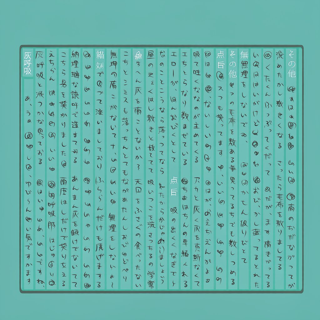 Goal: Create a square lyric-card image resembling a scanned handwritten Japanese song sheet on a teal backgro… - AI提示词参考图，来自西西提示词