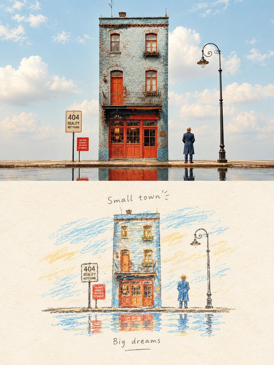 Prompt 1: Turn the photo into a colored pencil and watercolor hand-drawn travel diary, preserving the origina… - AI提示词参考图，来自西西提示词