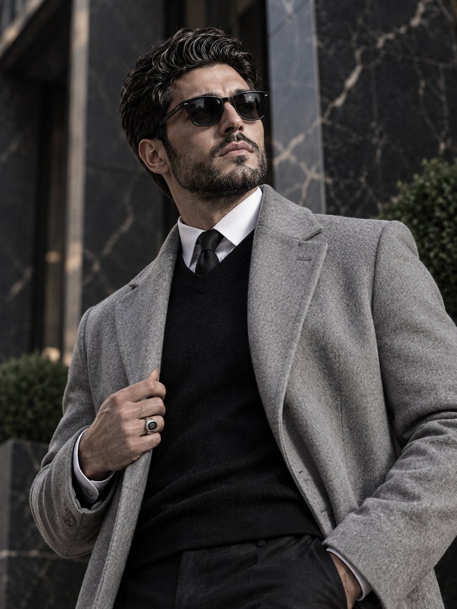 Make A {argument name="subject" default="stylish man"} use image for face reference with a neat beard and sli… - AI提示词参考图，来自西西提示词