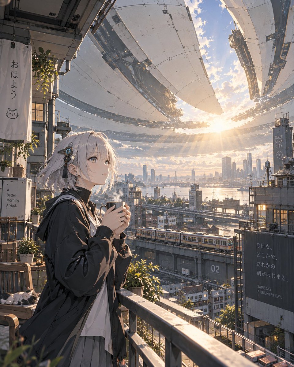 Create a highly detailed cinematic anime cityscape illustration titled {argument name="series title" default=… - AI提示词参考图，来自西西提示词
