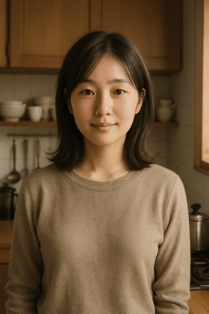 Create a realistic vertical portrait photograph of {argument name="subject" default="a young East Asian woman… - AI提示词参考图，来自西西提示词