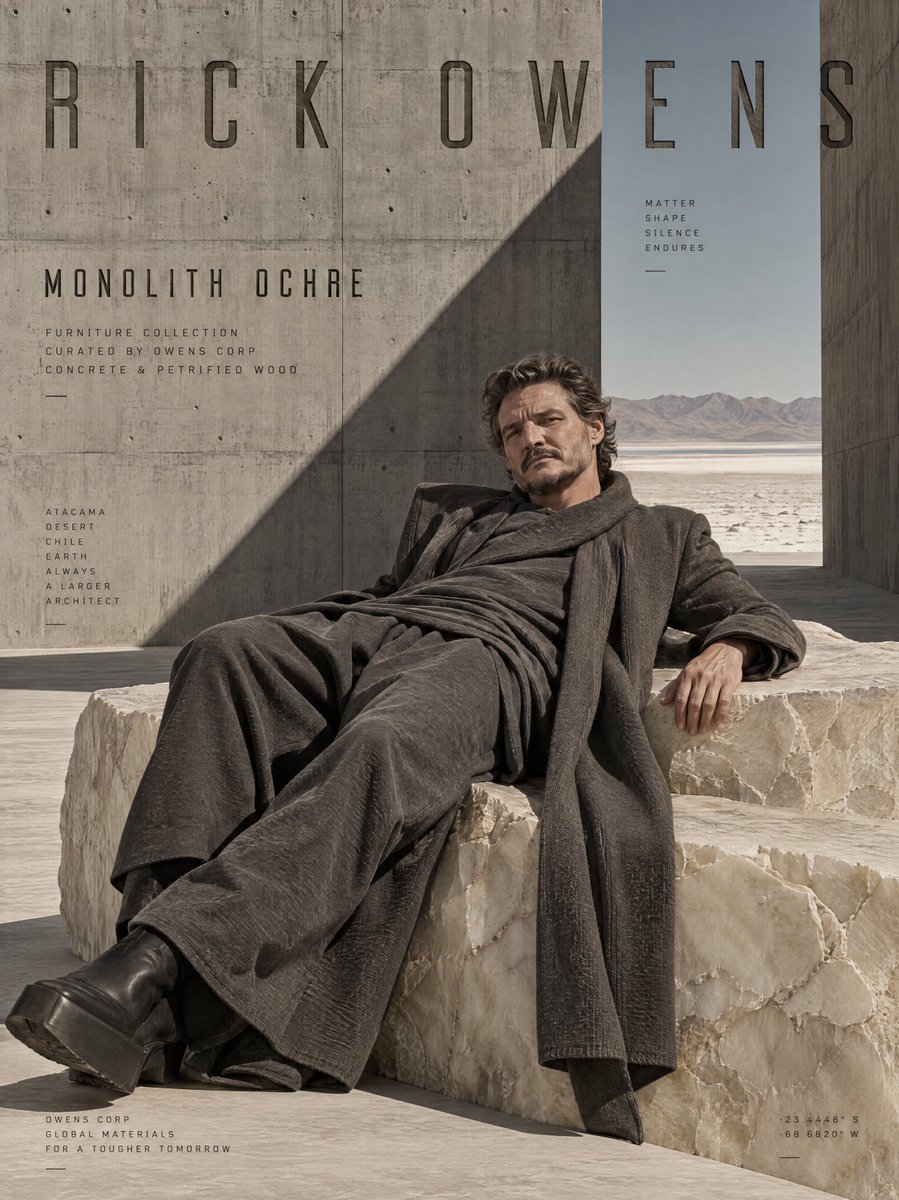 Desert Brutalism & Monolithic Earth Architecture, {argument name="architecture style" default="Rick Owens Arc… - AI提示词参考图，来自西西提示词