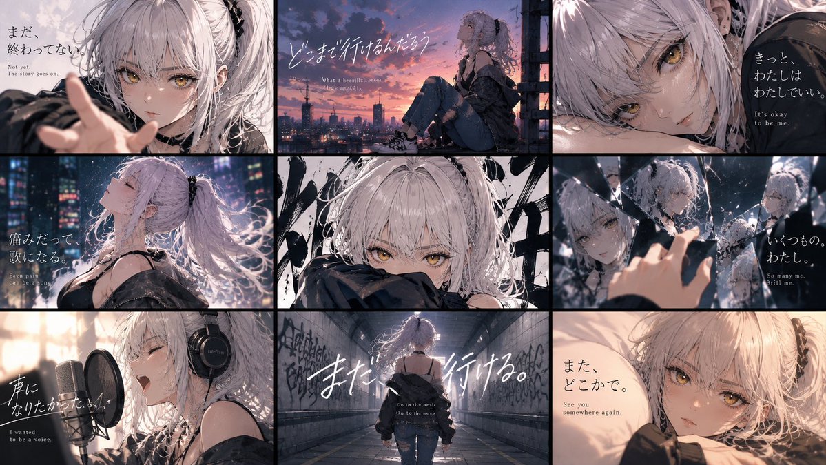 Goal: Create a cinematic 3×3 anime key-visual collage featuring {argument name="character name" default="an u… - AI提示词参考图，来自西西提示词