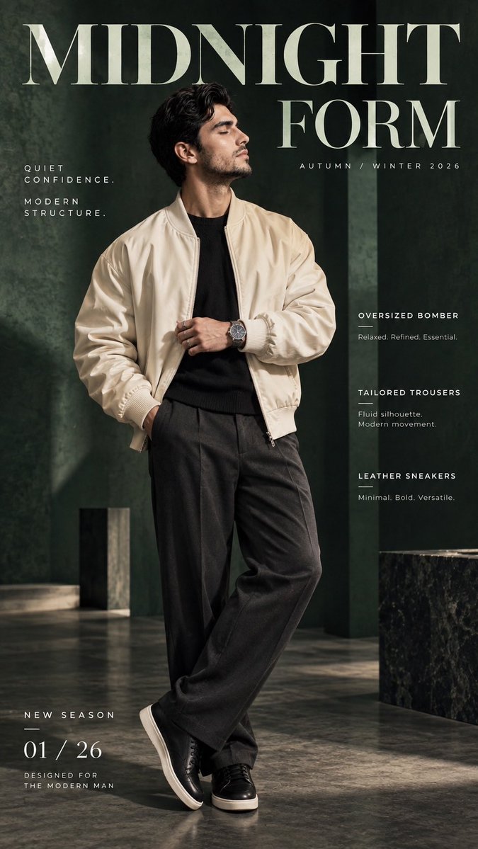 Create a premium, hyper-realistic luxury men’s fashion editorial poster using my uploaded male face as the ON… - AI提示词参考图，来自西西提示词