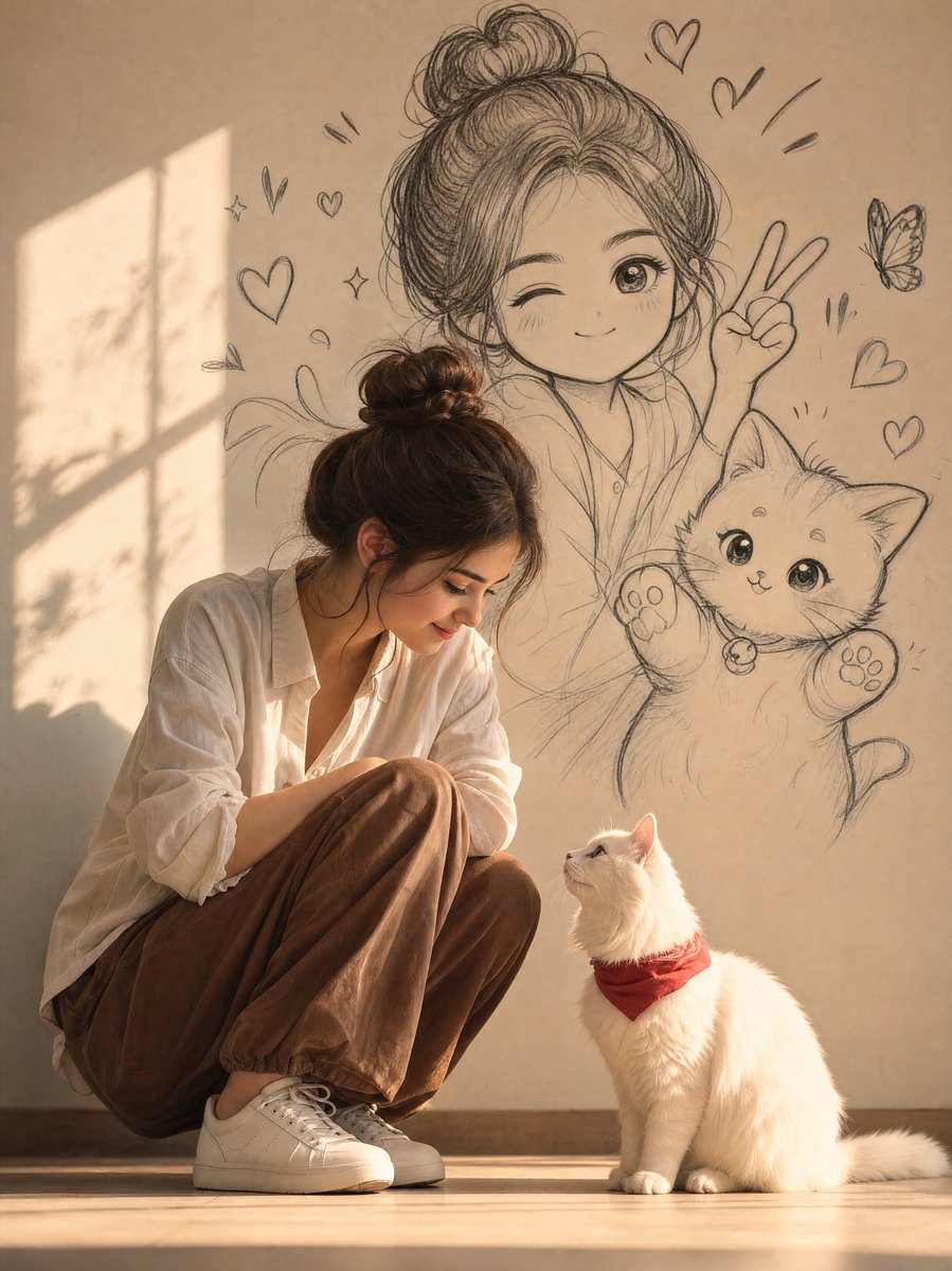 Create a highly realistic, warm and artistic lifestyle photograph inspired by the reference image. A young wo… - AI prompt reference from CC Prompt Galaxy