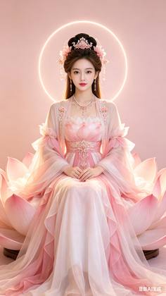 莲花仙子奢华粉白古装